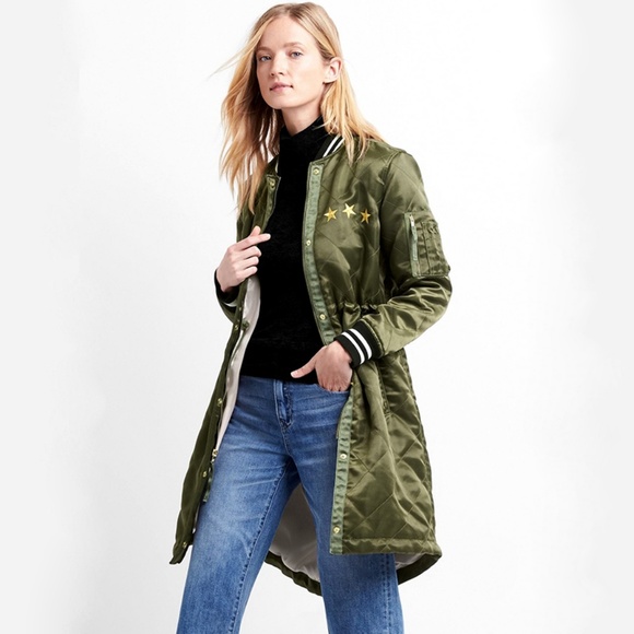 GAP Jackets & Blazers - Gap LE Long Quilted Bomber Sz S NWOT